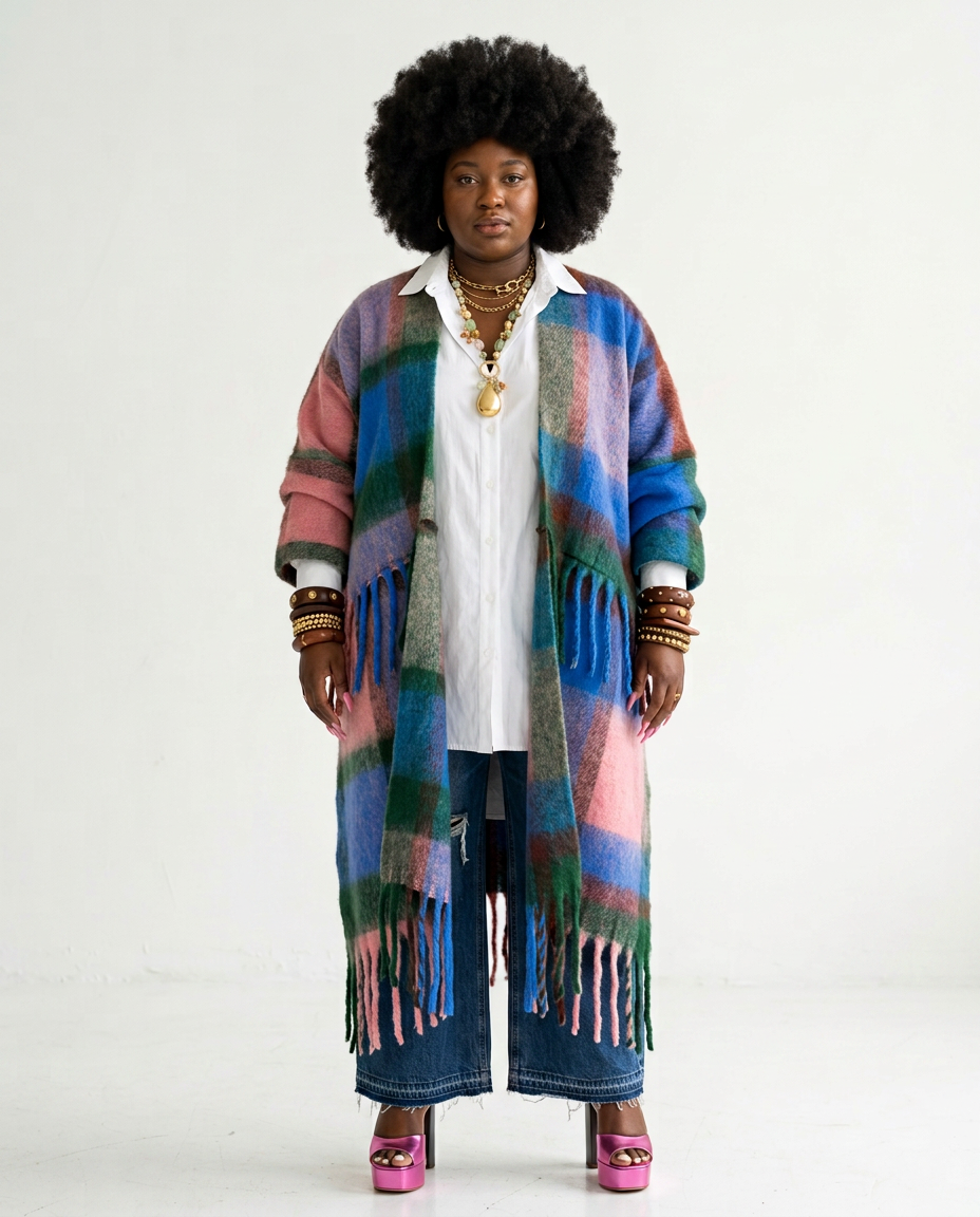 Wild Heart Plaid Tassel Kimono