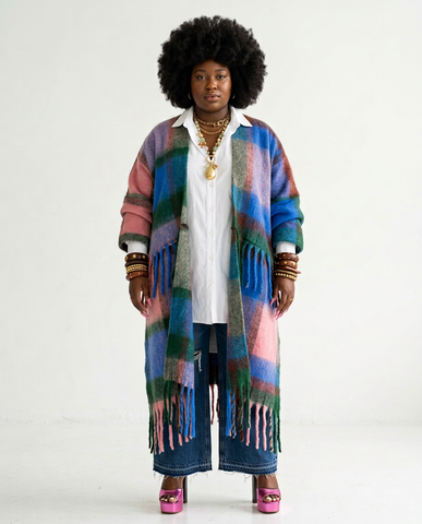 Wild Heart Plaid Tassel Kimono