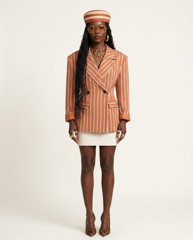 Audacious Striped Lapel Blazer