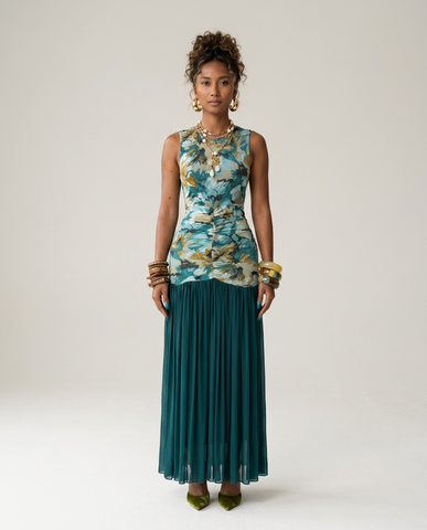 Radiant Printed Ruched Maxi Dress