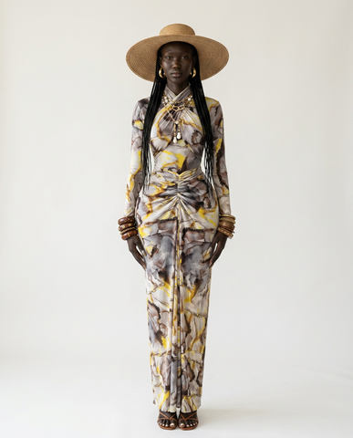 Fearless Draped Abstract Maxi Dress