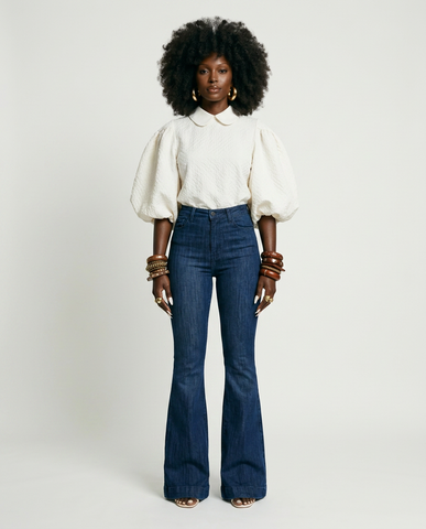 Ethereal Textured Balloon Sleeve Blouse
