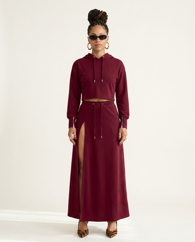 Confident Hooded Slit Maxi Set