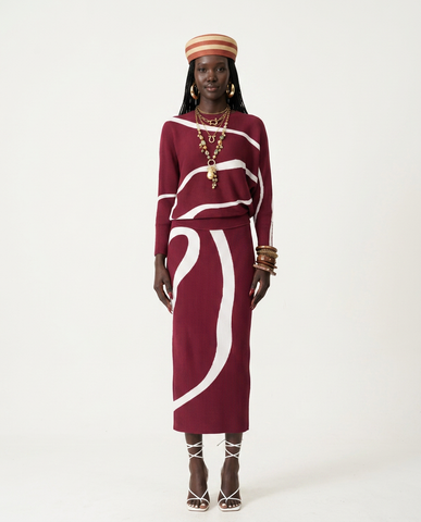 Worthy Pleated Striped Two-Piece Set