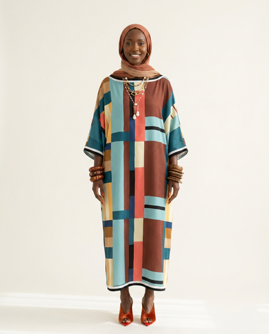 Vibrant Geometric Printed Kaftan