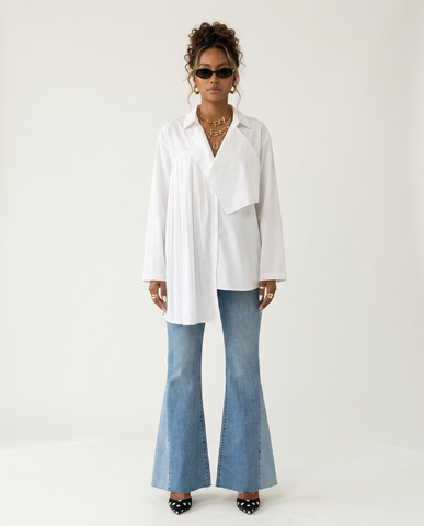 Unique Pleated Asymmetrical Blouse