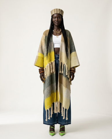 Wanderlust Fringed Geometric Kimono