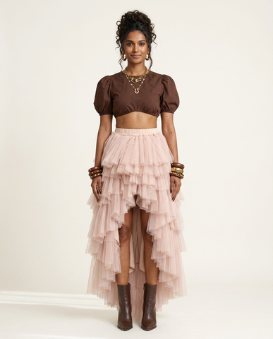 Boundless Tiered Mesh Maxi Skirt