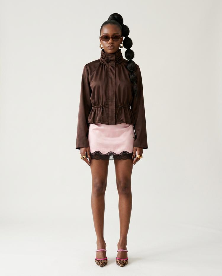 Elegant Satin Drawstring Jacket