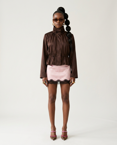 Elegant Satin Drawstring Jacket