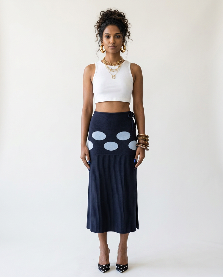 Unique Dot Knit Midi Skirt