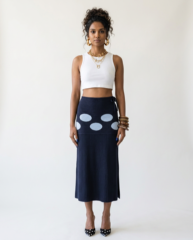 Unique Dot Knit Midi Skirt