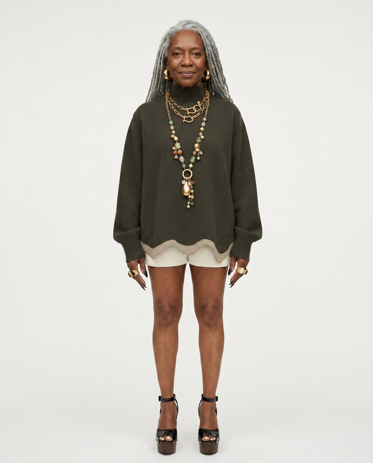 Grounded Wavy Hem Knit Sweater