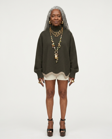 Grounded Wavy Hem Knit Sweater