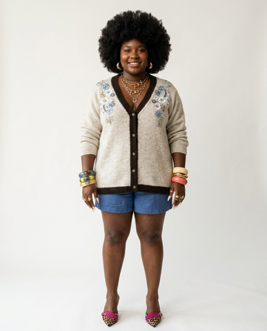 Radiant Beaded Floral Knit Cardigan