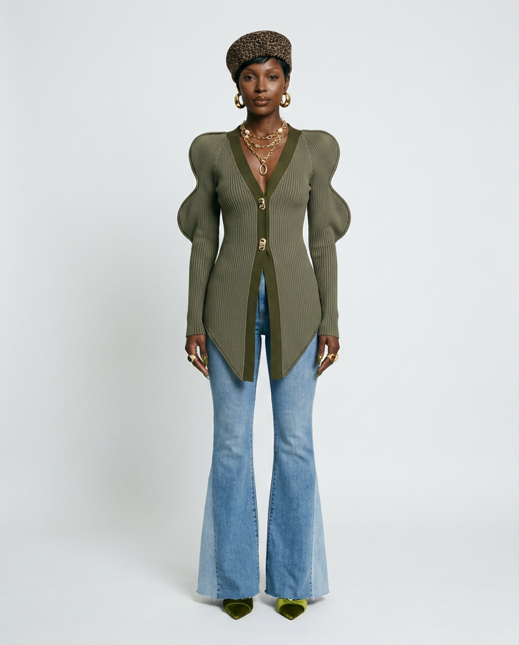 Audacious Ribbed Knit Sweater