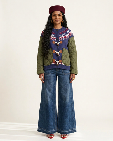 Adventurous Patchwork Knit Cardigan