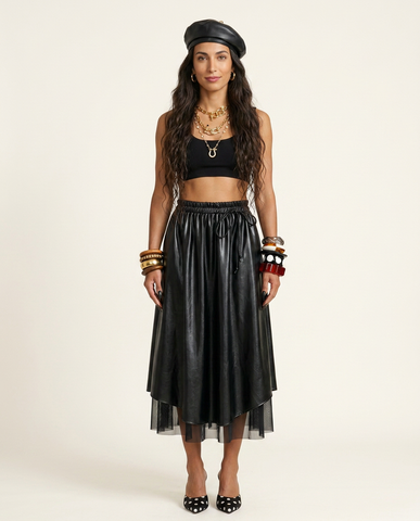 Audacious Pleated Mesh Midi Skirt