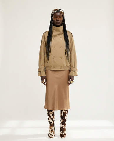 Confident Khaki Cropped Trench Coat