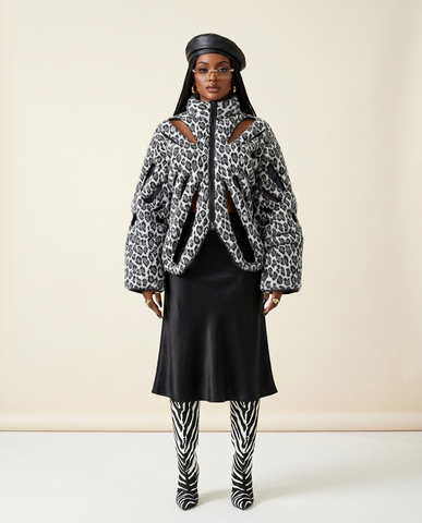 Fierce Leopard Hollow Out Parka