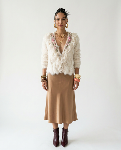 Divine Beaded Floral Ruffle Cardigan