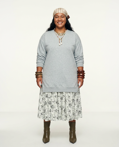 Grounded Floral Layered Midi Dress