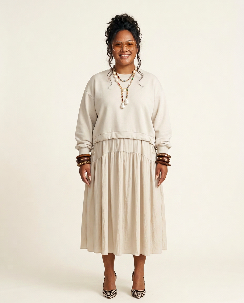 Grounded Apricot Tiered Midi Dress