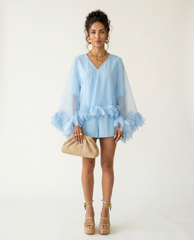 Ethereal Sheer Petal Trim Blouse