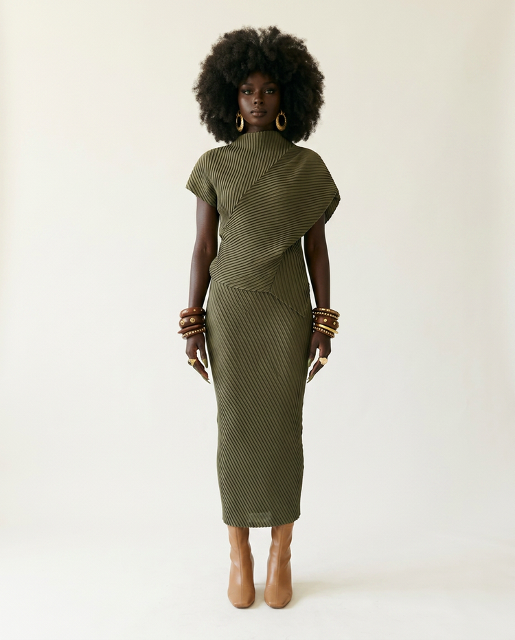 Boundless Irregular Pleated Two-Piece Set