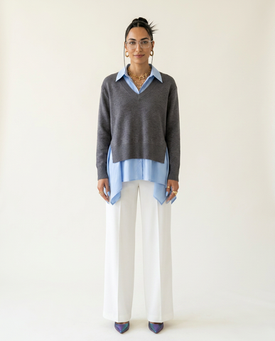 Elegant Knit Layered Blouse