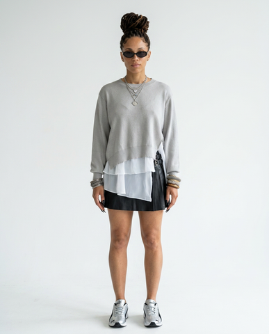 Elegant Ruffled Layered Sweatshirt