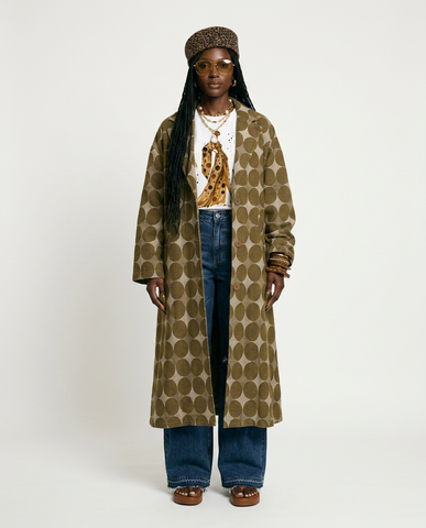 Audacious Denim Dot Trench Coat