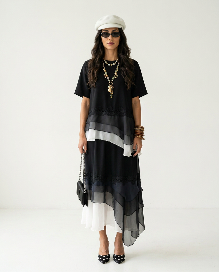 Unique Layered Flowing Two-Piece Set