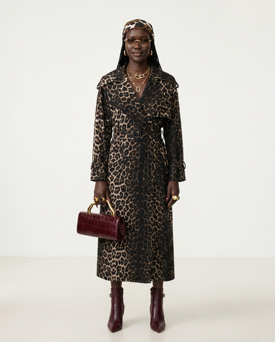 Fierce Leopard Oversized Trench Coat