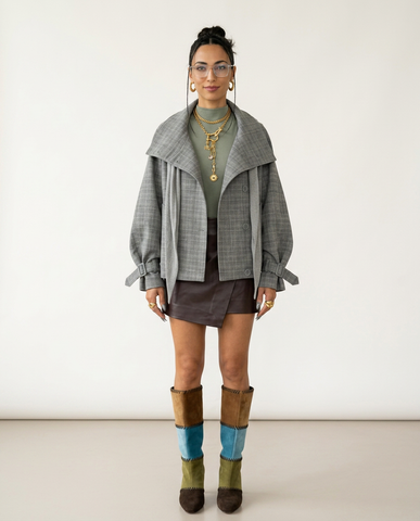 Grounded Plaid Oversized Trench Coat