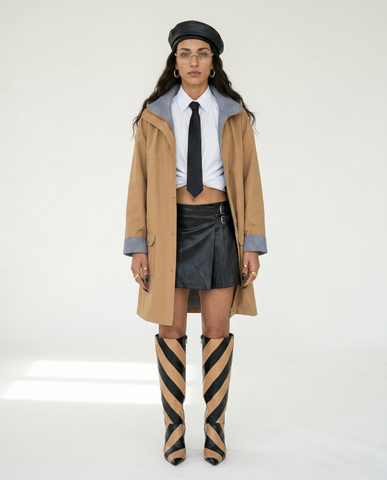Confident Oversized Patchwork Trench Coat