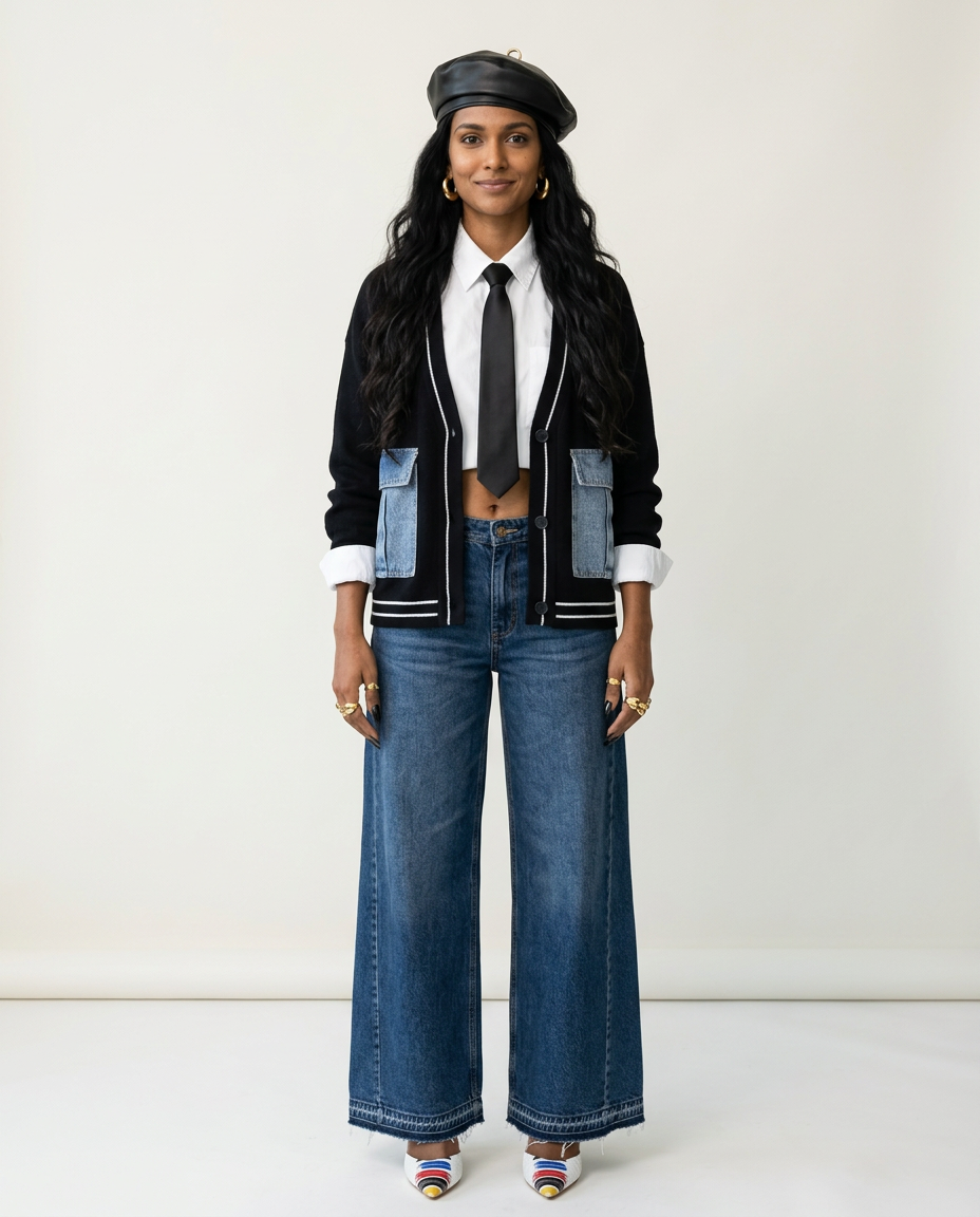 Audacious Denim Patchwork Cardigan