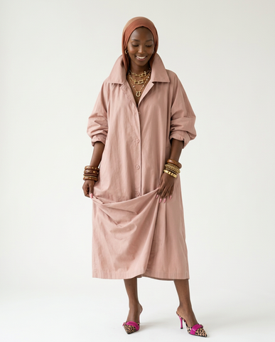 Refined Oversized Pink Trench Dress