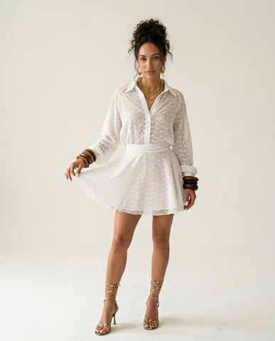 Ethereal Sheer Polka Dot Skirt Set