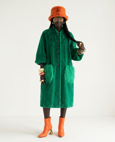 Vibrant Oversized Faux Fur Coat