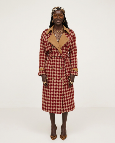 Confident Plaid Woolen Trench Coat