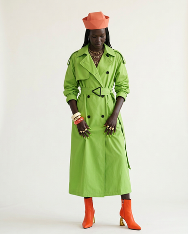 Vibrant Oversized Faux Leather Trench