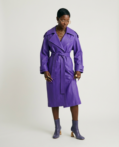 Audacious Faux Leather Trench Coat