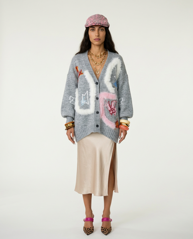 Vibrant Fuzzy Knit Cardigan