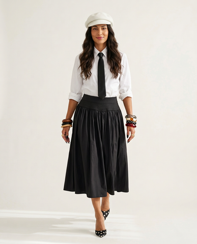 Elegant Pleated Full Maxi Skirt