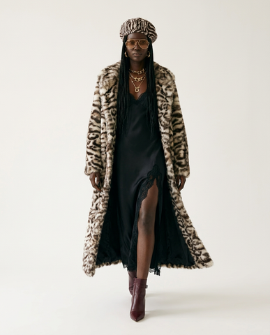 Fierce Leopard Print Faux Fur Coat