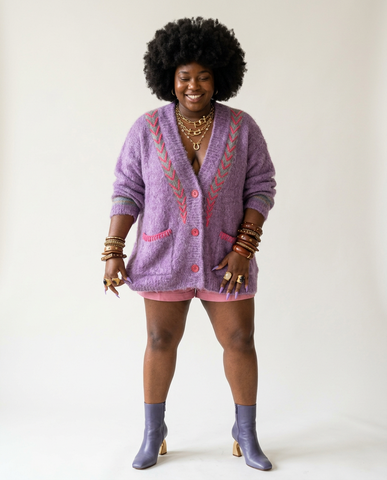 Magnetic Embroidered Knit Cardigan