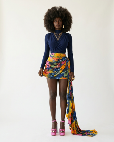Vibrant Ruched Mini Skirt Set