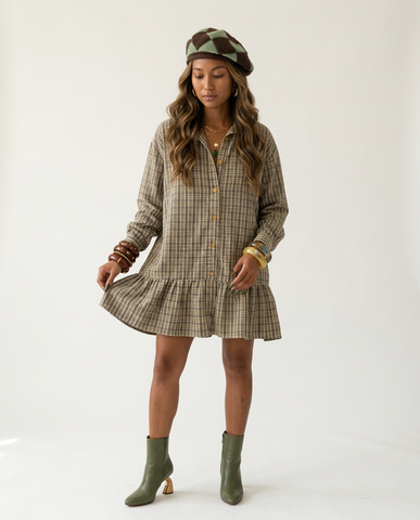 Wanderlust Plaid Ruffled Blouse