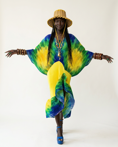 Vibrant Pleated Loose Kaftan